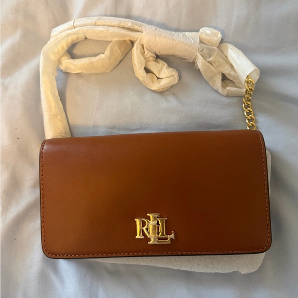 Lauren Ralph Lauren Tan Leather Crossbody Bag - Picture 2 of 5